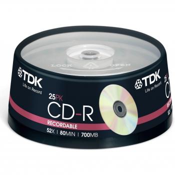 TDK CD-R 52x Cakebox 25 - CDs vírgenes