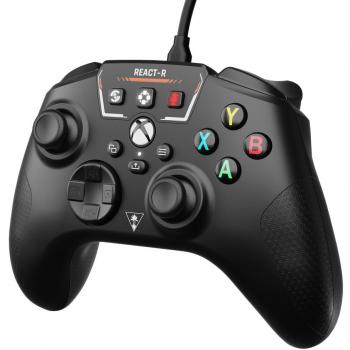 Controlador Turtle Beach REACT-R Con Cable para PC/PS4 - Negro, incluye conexión por cable, diseño ergonómico, botones programables, compatibilidad con múltiples plataformas y retroalimentación táctil