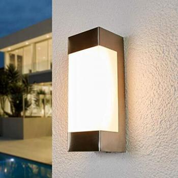 Aplique LED Severina de acero inoxidable para pared exterior, moderno, color gris, 1 llama