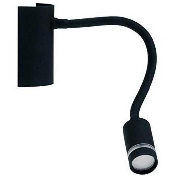Aplique LED Kepler con Lámpara de Lectura Flexible, Metal Negro, 100lm, 3000K