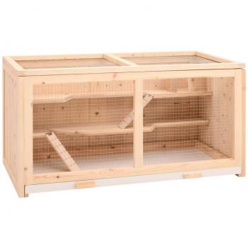 Jaula para hámster de madera maciza de abeto 89,5x45x45 cm Marrón