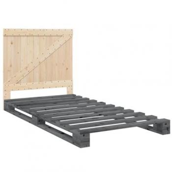 Estructura de cama con cabecero de madera de pino gris 100x200 cm vidaXL