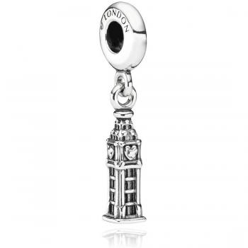 Charm Colgante Big Ben Pandora con diseño detallado y acabado en plata
