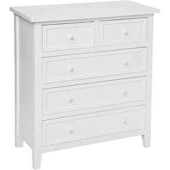 Cómoda Charme blanca de 5 cajones en madera - L 72 x P 34 x H 81 cm