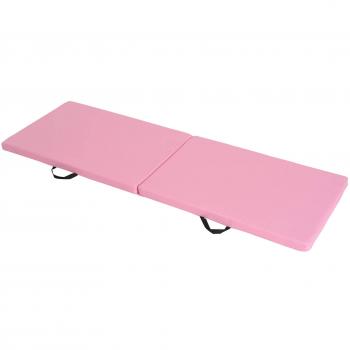 Esterilla de Yoga y Pilates Plegable y Portátil HOMCOM, Antideslizante, 180 x 60 x 5 cm, Alta Comodidad, Color Rosa