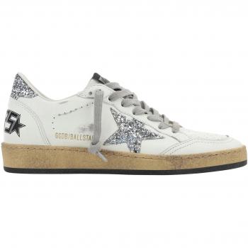 Golden Goose Women's Ball Star Low Top Lace Up Sneakers - White/Silver - Size: 6 US / 36 EU