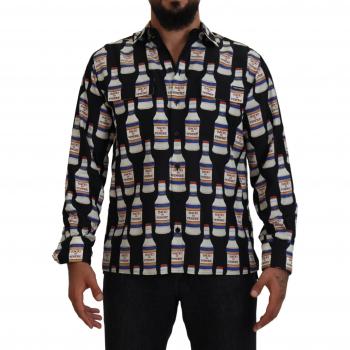 Dolce & Gabbana Black Silk Printed Collared Men's Casual Shirt - IT37 | XS