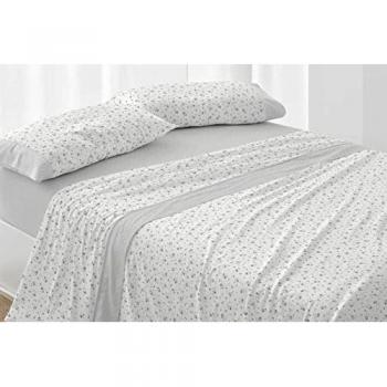 Juego de Sábanas Burrito Blanco 3 Piezas Gris 105 cm - Poliéster 50% Algodón 50% - Fácil Planchado