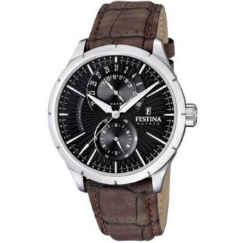 Festina Men's Analogue Watch F16573/4 with Leather Strap and Black Dial