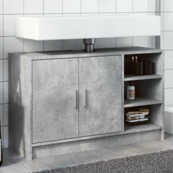 Armario de lavabo de hormigón gris 90x29x55 cm en aglomerado con acabado en madera de ingeniería