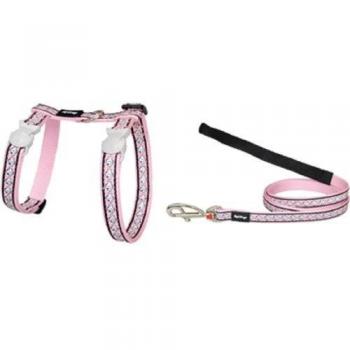 Arnés y Correa Reflectantes para Gatos Red Dingo - Diseño de Pez en Rosa
