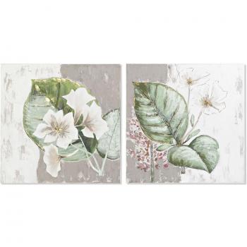 Cuadro Decorativo Tropical de Hoja de Planta (80 x 3,5 x 80 cm) - Pack de 2 Unidades