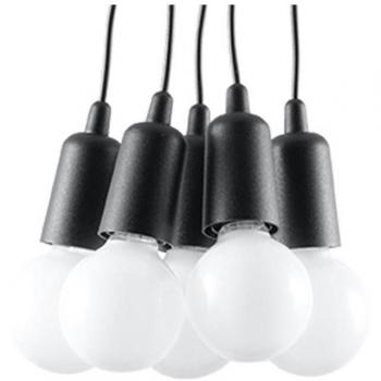 Lámpara de Techo Diego 5 Negra E27 Colgante PVC con 5 Bombillas LEDBOX