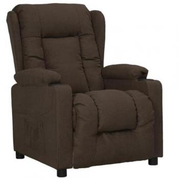 Sillón reclinable de tela marrón oscuro Vidaxl