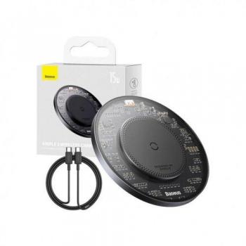 Baseus Cargador inalámbrico Simple 2 de carga rápida de 15W compatible con Apple y Android