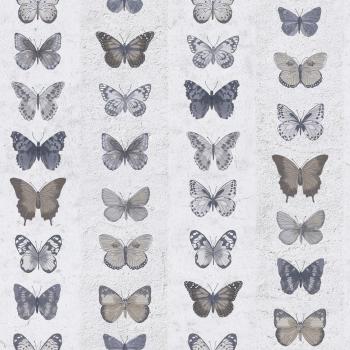 Natural Urban Vinyl Wallpaper with Jewel Butterflies Design - Strippable, 55 sq. ft. Coverage