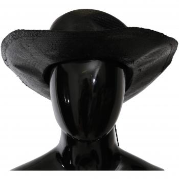 Costume National Women's Black Wide Brim Cowboy Hat with Logo - 58 cm