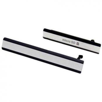 SKILIWAH - Para Sony Xperia Z2 Conjunto de Tapa Lateral, Cubierta antipolvo, Tapa de USB/SIM/SD, Repuestos - Negro