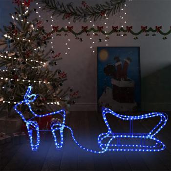 vidaXL Decoración Navideña Jardín Renos y Trineo 252 LEDs Luces Multicolor Azul, Blanco Frío