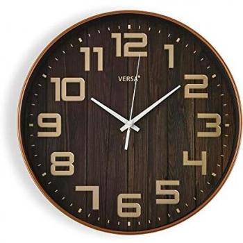 Reloj de Pared Moderno Versa Plástico Marrón 30,5 cm y Reloj de Cocina a Pared Plástico Negro 37,8 cm