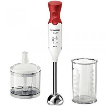 Bosch MSM64120 ErgoMixx Batidora de mano, con vaso de mezclas y picador, 450 W, color rojo y gris