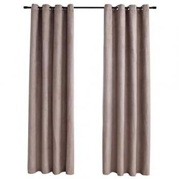 vidaXL Cortinas opacas con anillas de metal 2 piezas gris topo 140x225 cm
