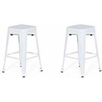 Conjunto de 2 taburetes de bar apilables de acero blanco 60 cm Cabrillo
