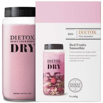 Dietox Dry Smoothies | Batidos de Proteínas Veganos Sustitutivos de comidas sabor Red fruits 9 x 60gr