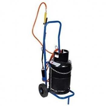 Carretilla para Gas Licuado, Acero, Azul, Capacidad de Carga 100 kg, Ruedas Grandes y Cadena de Seguridad Ajustable