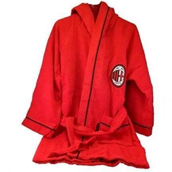 AC Milan Kids Microsponge Bathrobe - Space-Saving, Top Quality 100% Cotton, Official Merchandise