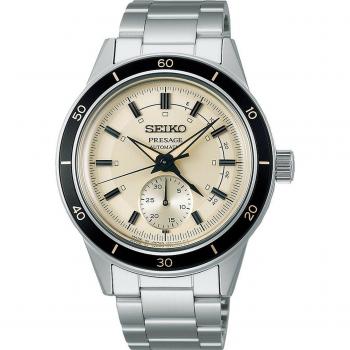 Seiko Presage Style60s Champagne Dial Automatic SSA447J1 - Reloj de hombre, automático, esfera color champán, caja de acero inoxidable, resistencia al agua 50 metros, cristal Hardlex, correa de cuero marrón
