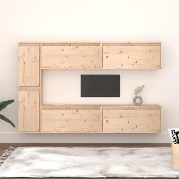 Mueble de TV 6 piezas de madera maciza de pino vidaXL