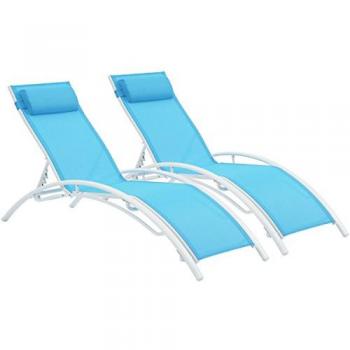 Conjunto de 2 tumbonas reclinables de aluminio Beauty Phoenix - Azul