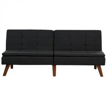 Sofá Cama Moderno Reclinable de Tela Poliéster Negro con Estructura de Madera Maciza Ronne