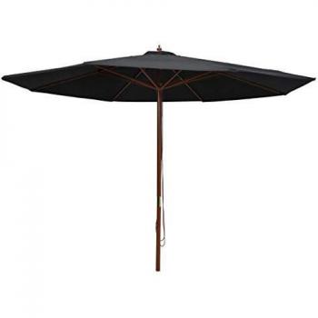 vidaXL Garden Parasol with Wooden Pole 350 cm Black