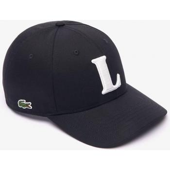 Gorra de béisbol Lacoste en sarga de algodón con bordados 3D, color negro y blanco, talla L