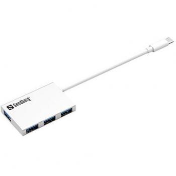 Sandberg 136-20 - Adaptador USB-C a 4 xUSB 3.0, Plata