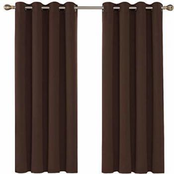 Deconovo Cortina para Habitación Opaca y Tétmica Aislante con Ojales para Dormitorio 2 Piezas 140 x 180 cm Chocolate
