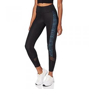 AURIQUE Leggings Deportivos Cortos para Mujer Deporte, Negro/Azul, Serpiente, 38