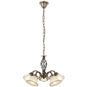 Lámpara colgante Odin - latón antiguo - metal - 5x E27 - diámetro 60cm - cristal satinado