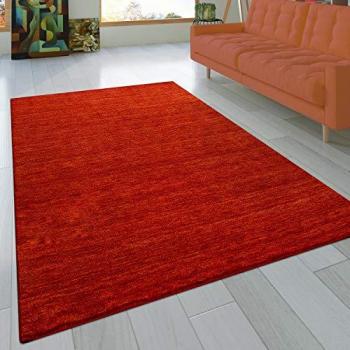 Alfombra Anudada a Mano Gabbeh Azul 80x150 cm, Pelo Corto, Fibra Natural Lisa, Moderna, Color: Terracota