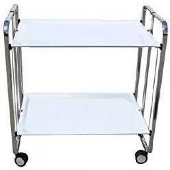 DON HIERRO - Carrito auxiliar con ruedas BAUHAUS armazón cromado, 2 bandejas. Máxima calidad en el acabado.