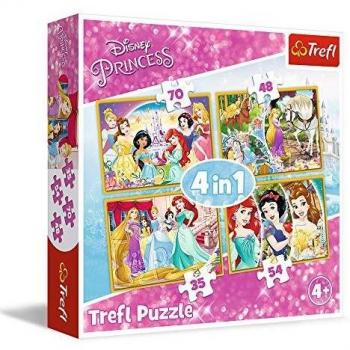 Puzzle 4 en 1 Princesas Disney - Happy Day (Trefl-34309)