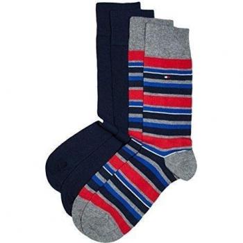 Tommy Hilfiger TH MEN VARIATION STRIPE SOCK 2P - Calcetines cortos para hombre, color mehrfarbig