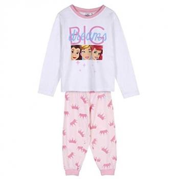 Pijama Infantil Princesas Disney 100% Algodón Blanco para Niñas