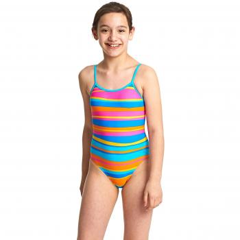 Zoggs Bañador para niñas Folk Tale Yaroomba bañador flores, niña, Folk Tale Yaroomba Floral, Stripes, L