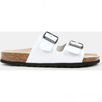 Sandalias planas de mujer de piel con dos hebillas