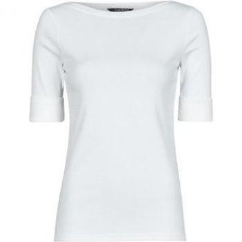 Camiseta de mujer Lauren Ralph Lauren JUDY con manga corta y tejido elástico en blanco, talla XS