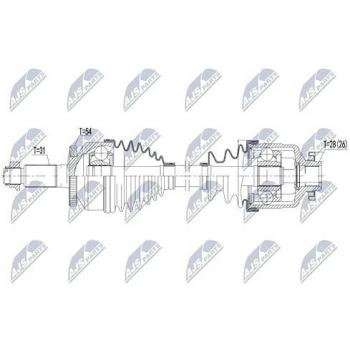 Árbol de transmisión semiaxe NTY NPW-KA-380 para KIA CARNIVAL/GRAND CARNIVAL 2.7, 2.9 CRDI (2006) MTM