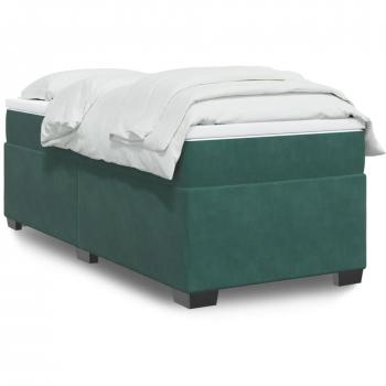 Cama box spring suave con colchón terciopelo verde oscuro 100x200 cm